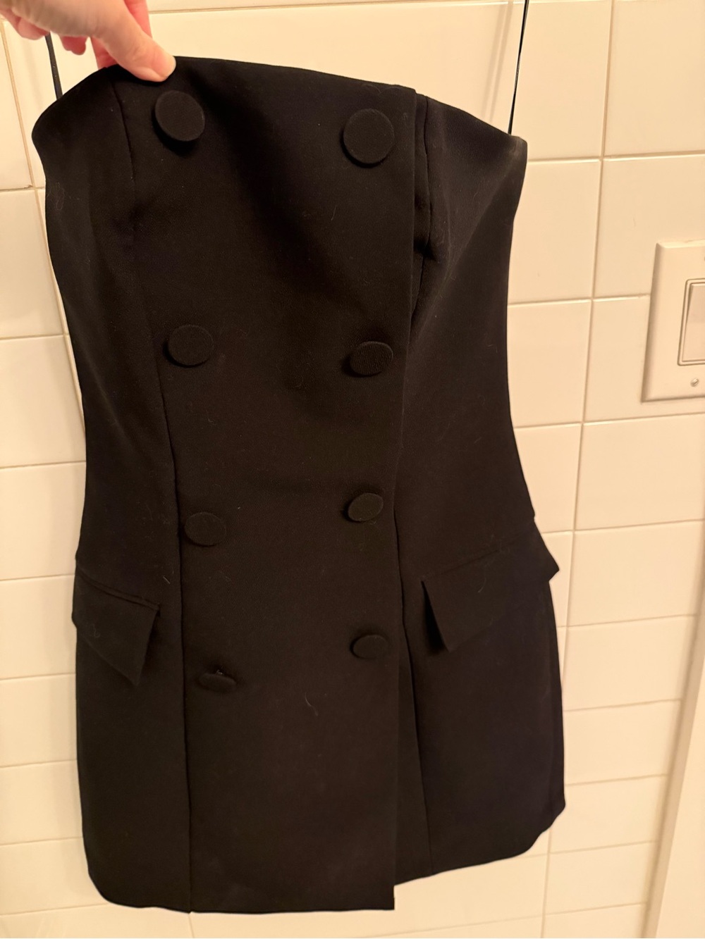 H&M Strapless Black Double-Breasted Tuxedo Mini Dress